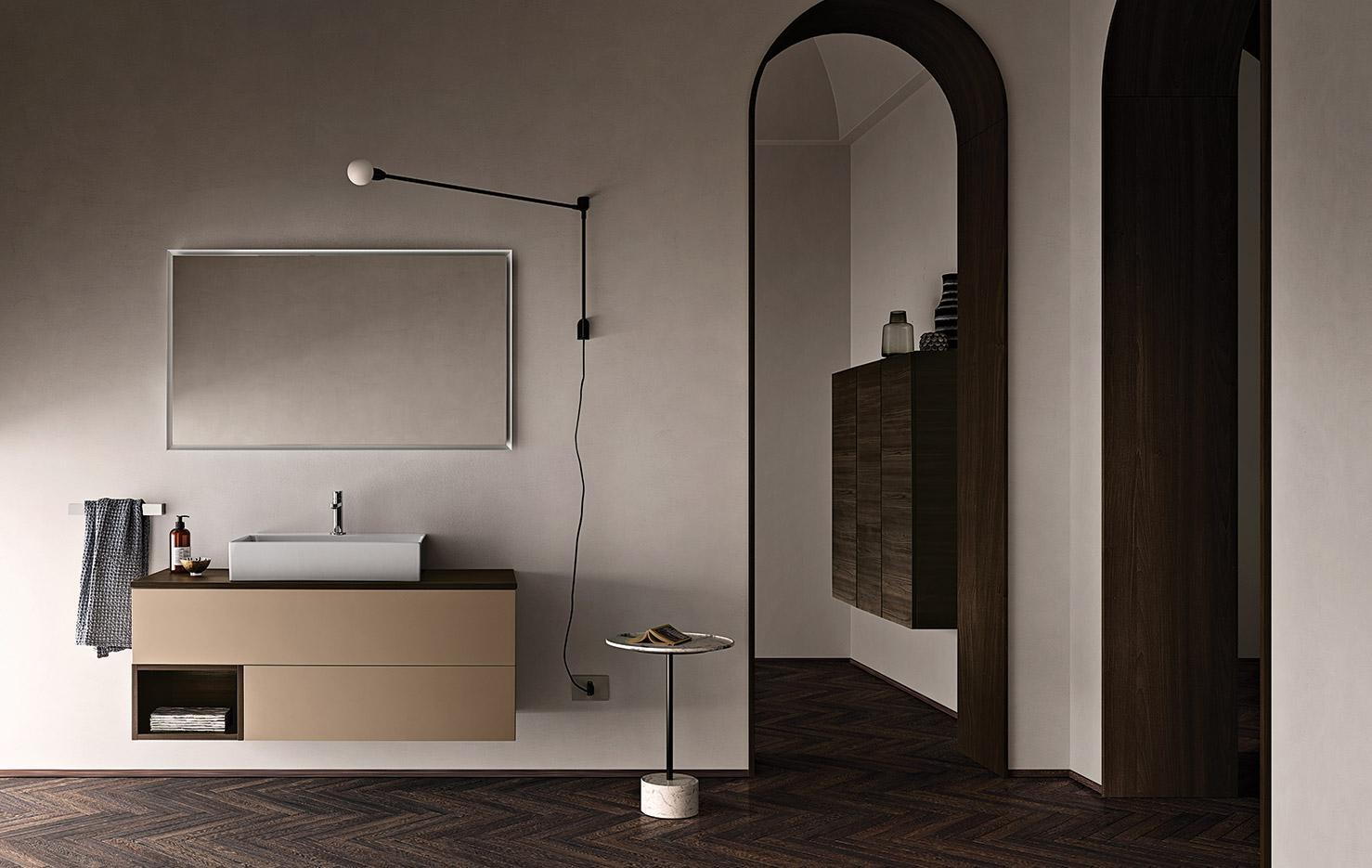 STYLE GLASS Mobile Bagno Angolare Wind 80 x 40,5 cm, Made in Italy